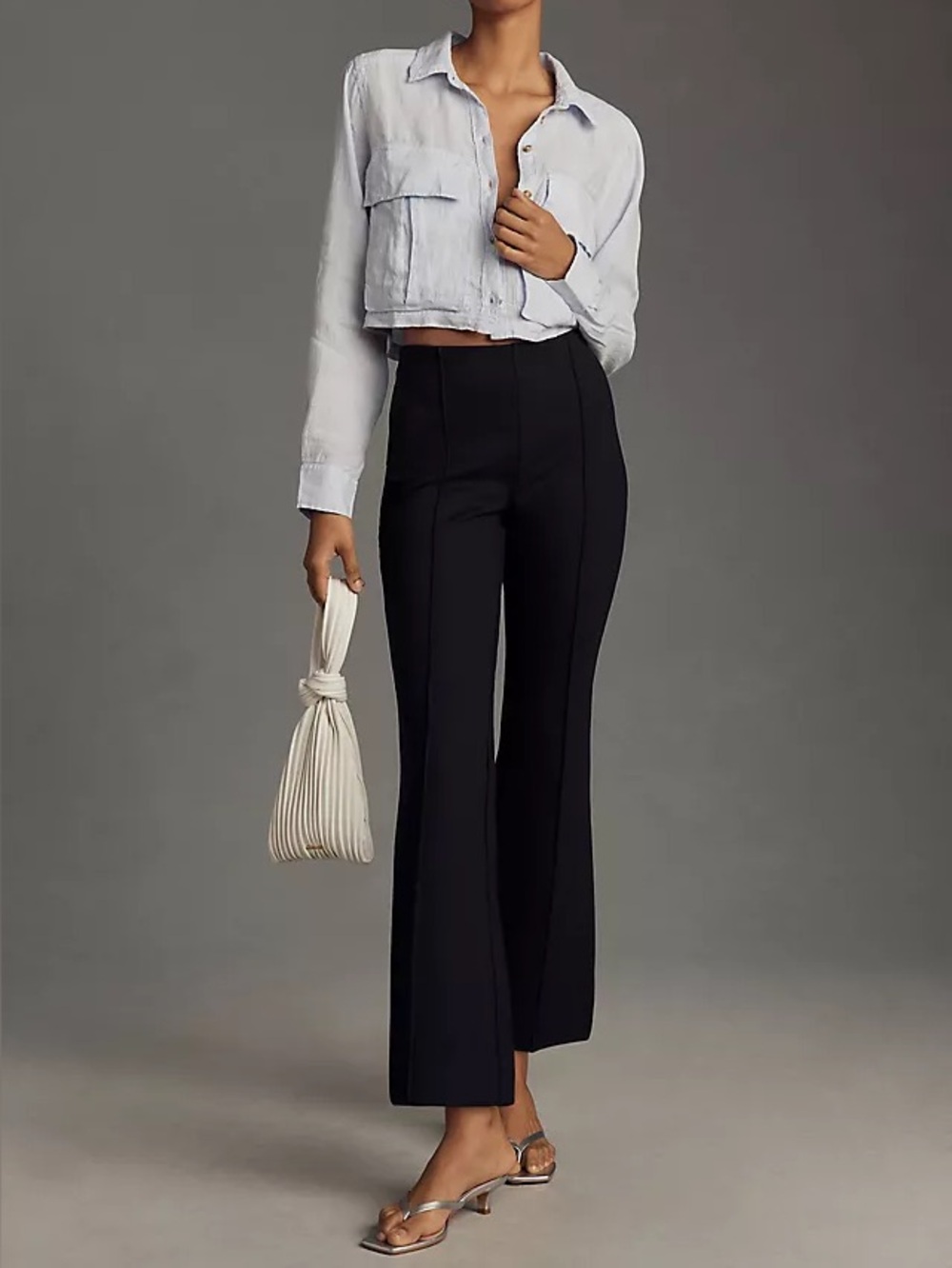 Maeve Margot kick flare Cropped Pants XS Stretch Knit Minimalist Pull On Black